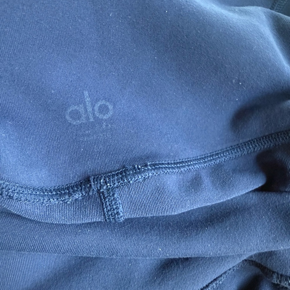 ALO Yoga Blue Moto-Style Leggings with Ribbed Panels - Picture 7 of 14